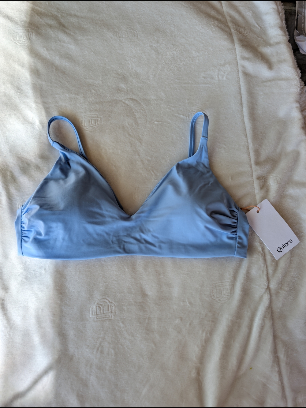 NWT Quince Powder Blue Swim Top with Adjustable Straps Size Large